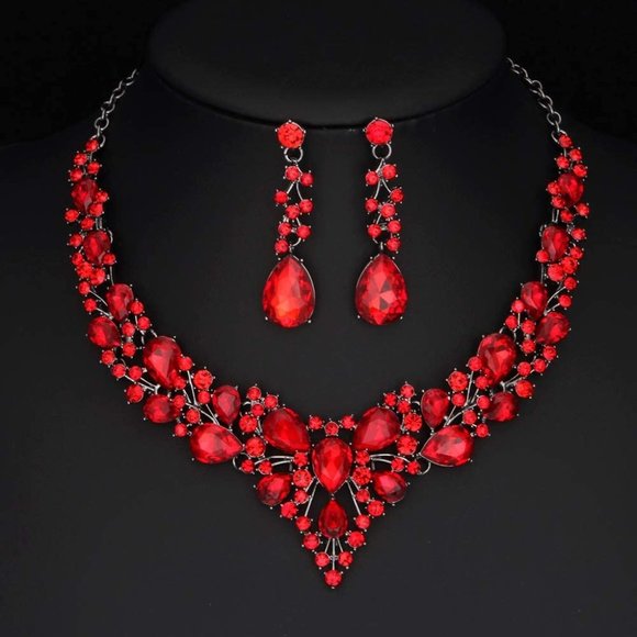 New Molie Bridal Austrian Crystal Necklace and Earrings Jewelry Set Gift… - Picture 3 of 11